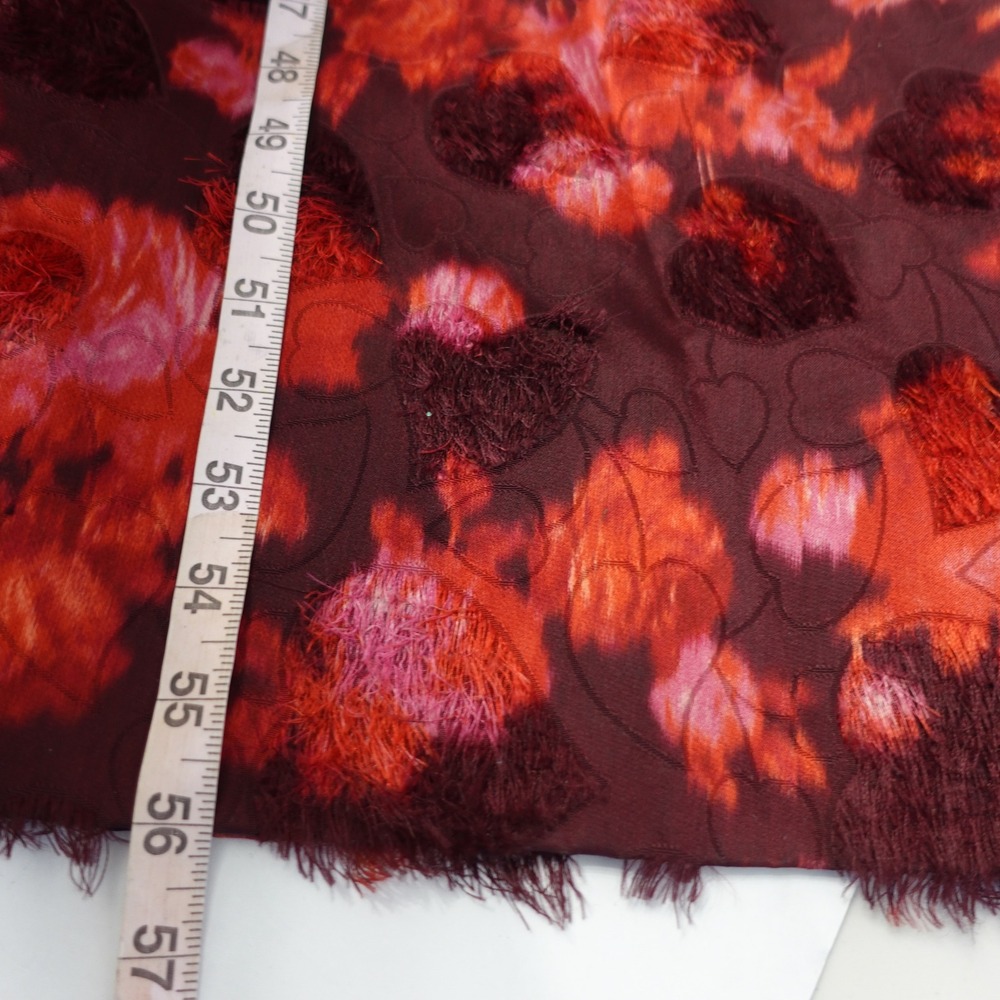 Vintage Handmade Red Floral Fil Coupe Eyelash Maxi Dress Velvet Trim Sleeveless - Picture 9 of 13